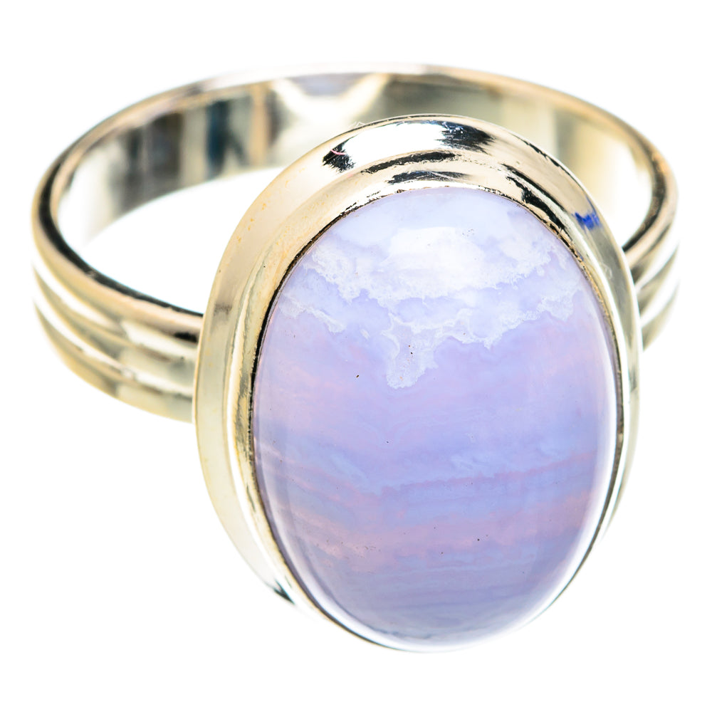 Blue Lace Agate Rings handcrafted by Anasilvercos - RING75218