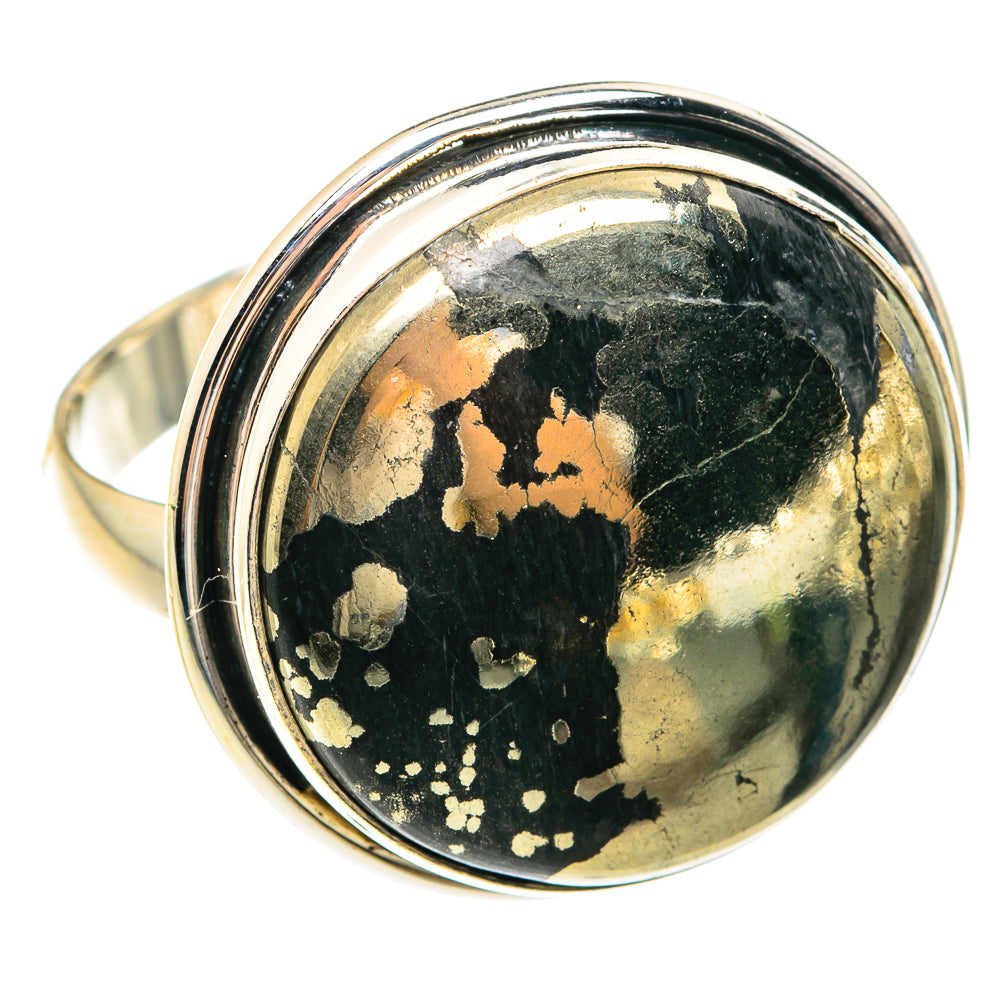 Pyrite In Black Onyx Rings handcrafted by Anasilvercos - RING75241