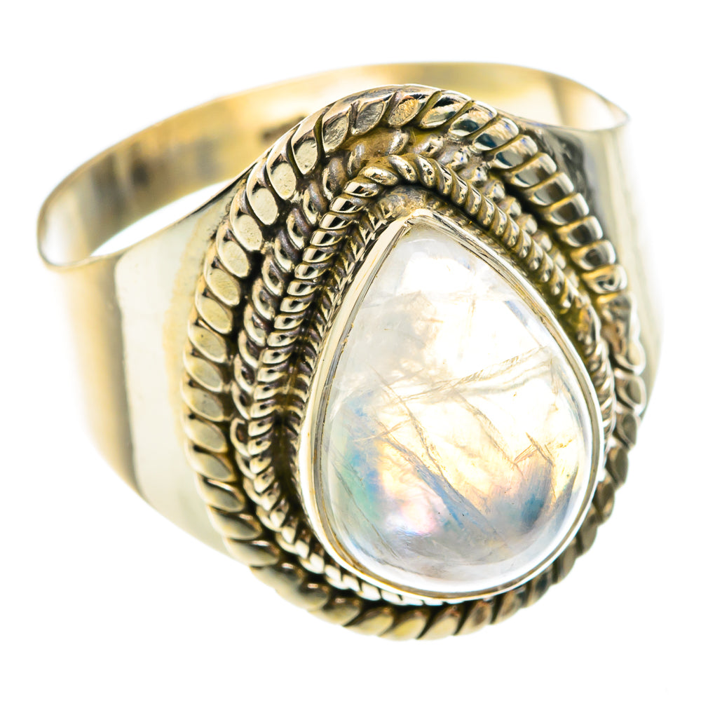 Rainbow Moonstone Rings handcrafted by Anasilvercos - RING75242