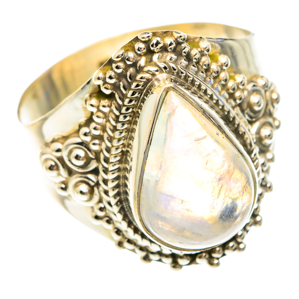 Rainbow Moonstone Rings handcrafted by Anasilvercos - RING75268