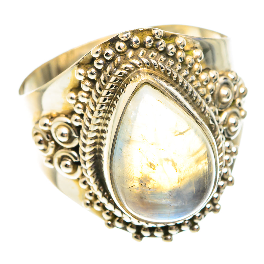 Rainbow Moonstone Rings handcrafted by Anasilvercos - RING75295