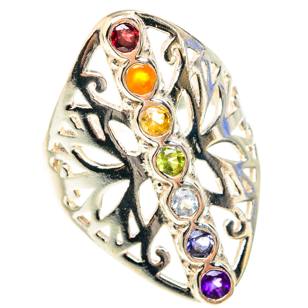 Multi-Stone Chakra Rings handcrafted by Anasilvercos - RING75338