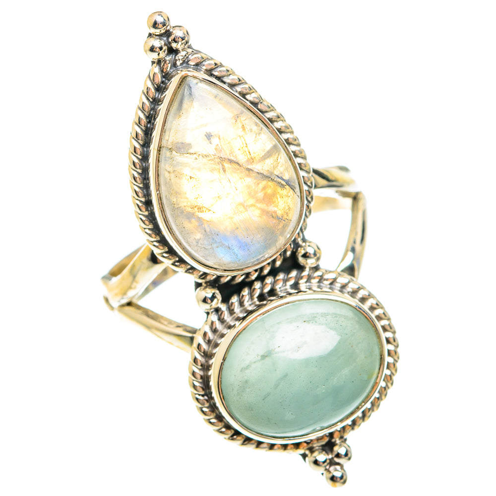 Rainbow Moonstone Rings handcrafted by Anasilvercos - RING75343
