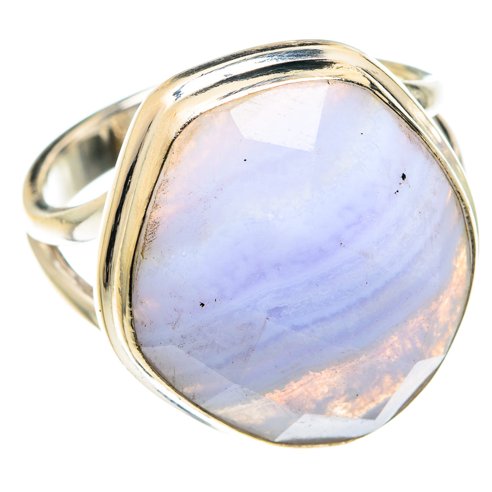 Blue Lace Agate Rings handcrafted by Anasilvercos - RING75390