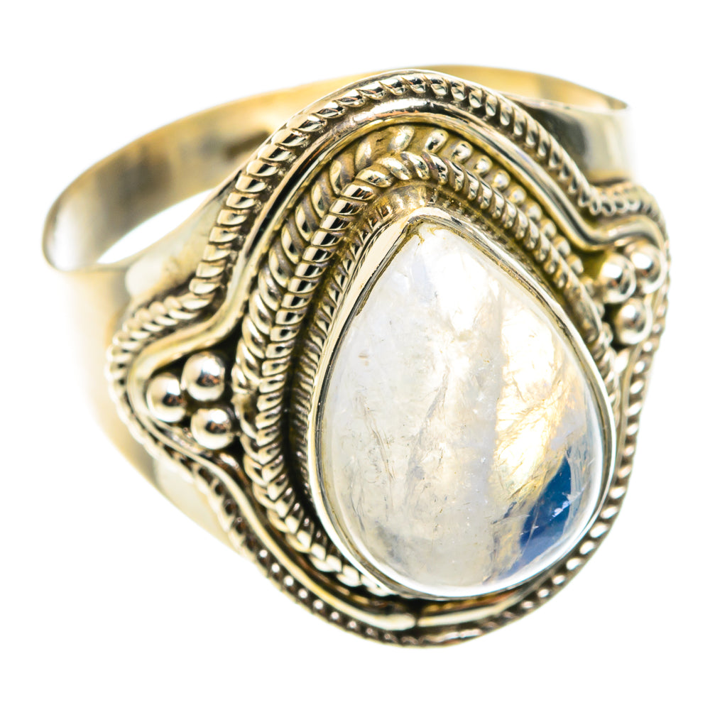Rainbow Moonstone Rings handcrafted by Anasilvercos - RING75392
