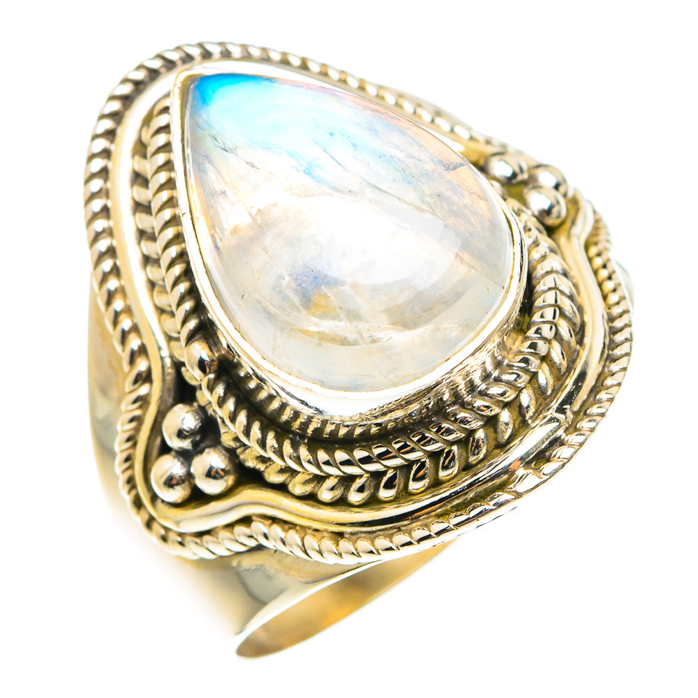Rainbow Moonstone Rings handcrafted by Anasilvercos - RING75424
