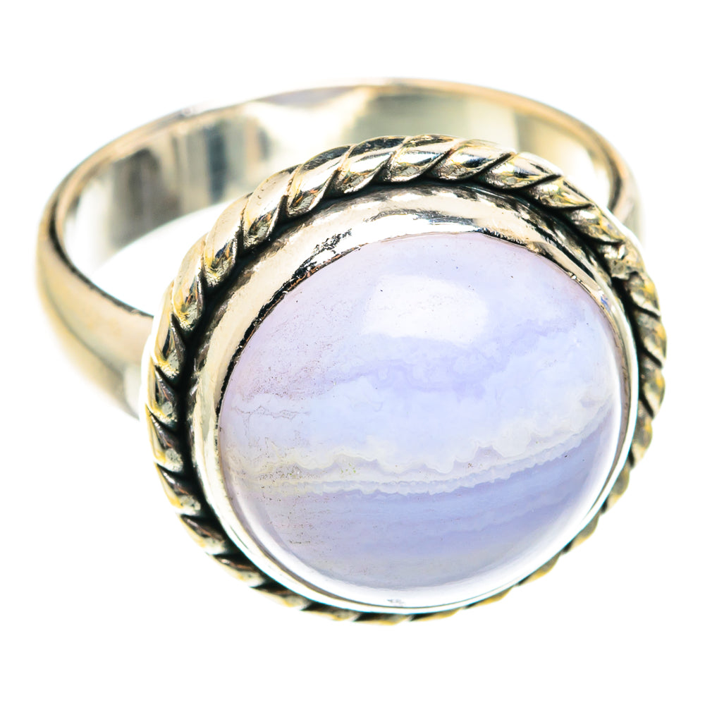 Blue Lace Agate Rings handcrafted by Anasilvercos - RING75425