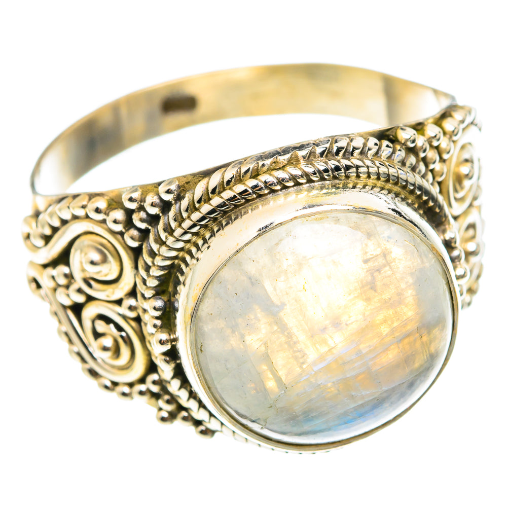 Rainbow Moonstone Rings handcrafted by Anasilvercos - RING75428