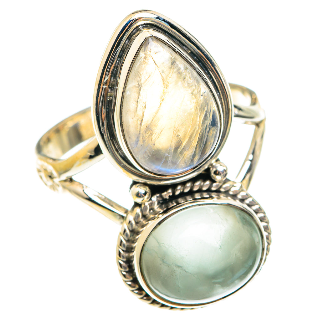 Rainbow Moonstone Rings handcrafted by Anasilvercos - RING75441