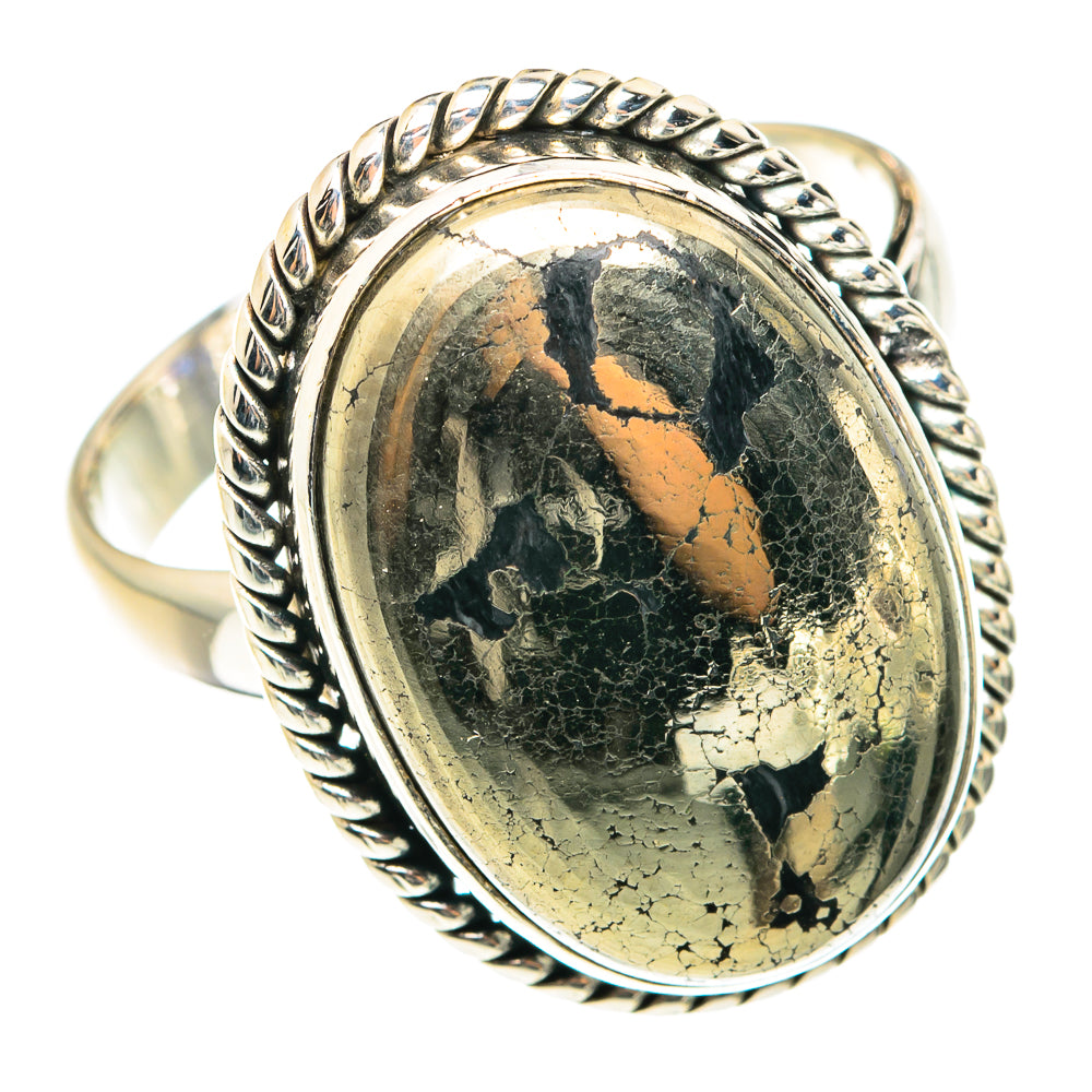 Pyrite In Black Onyx Rings handcrafted by Anasilvercos - RING75456