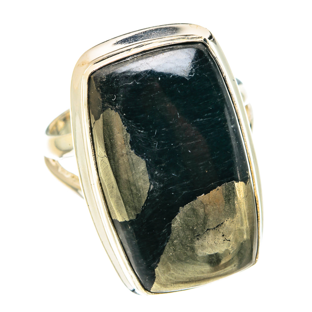 Pyrite In Black Onyx Rings handcrafted by Anasilvercos - RING75458