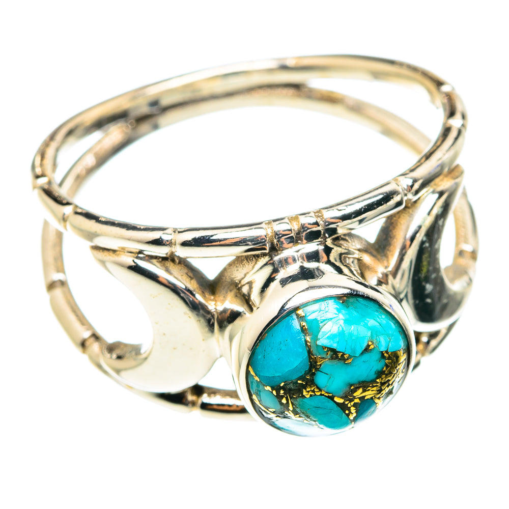 Blue Copper Composite Turquoise Rings handcrafted by Anasilvercos - RING75474