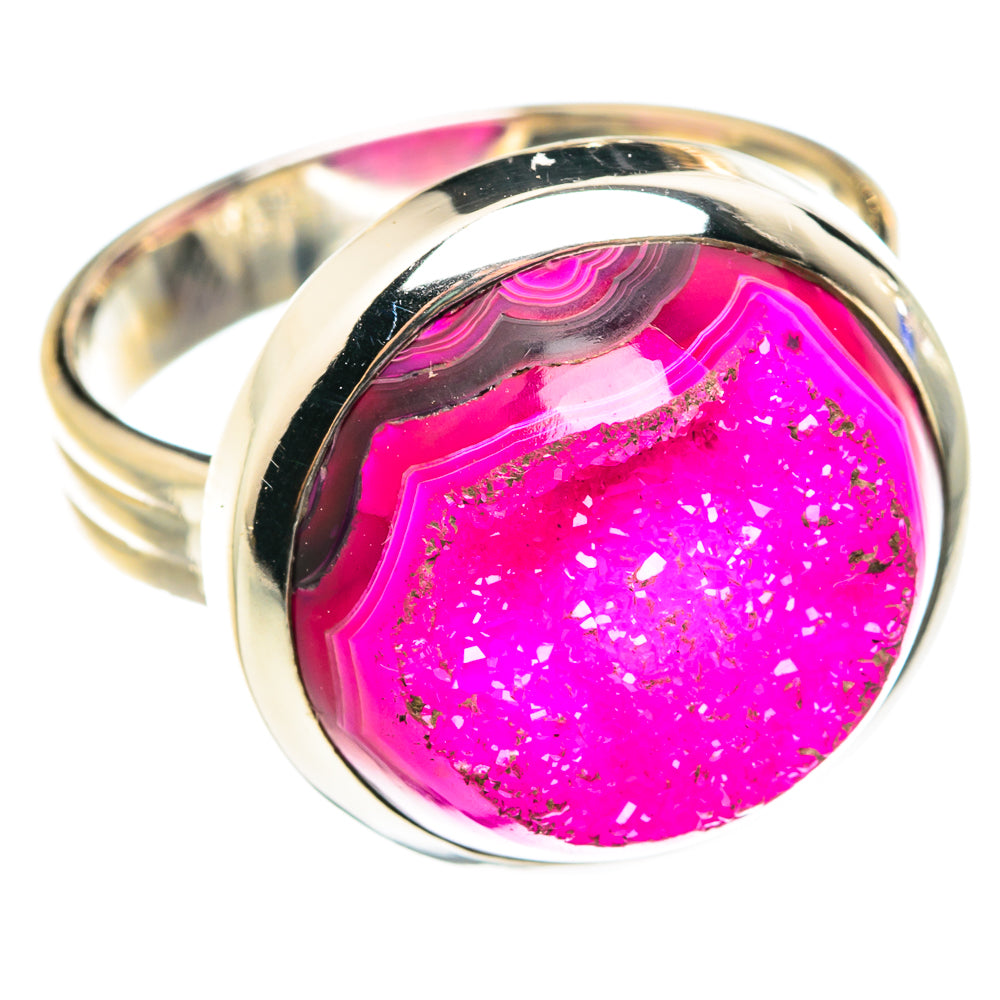 Pink Agate Druzy Rings handcrafted by Anasilvercos - RING75484
