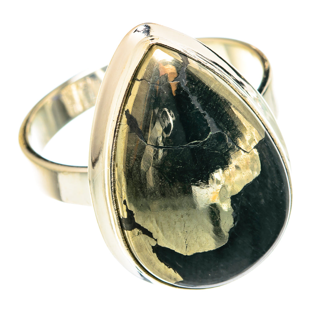 Pyrite In Black Onyx Rings handcrafted by Anasilvercos - RING75490