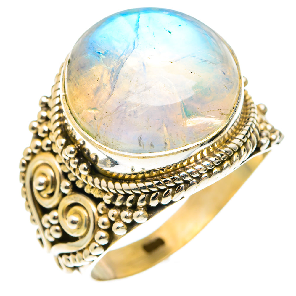 Rainbow Moonstone Rings handcrafted by Anasilvercos - RING75493