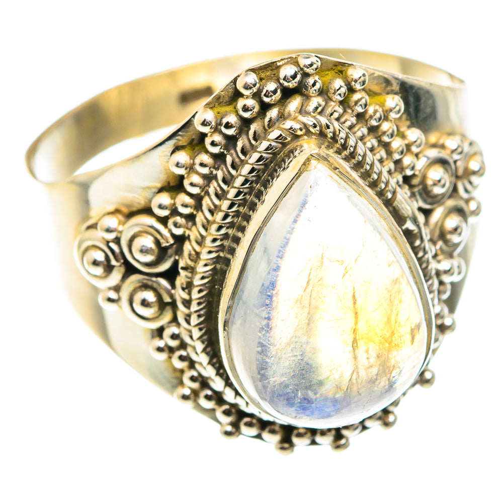 Rainbow Moonstone Rings handcrafted by Anasilvercos - RING75494