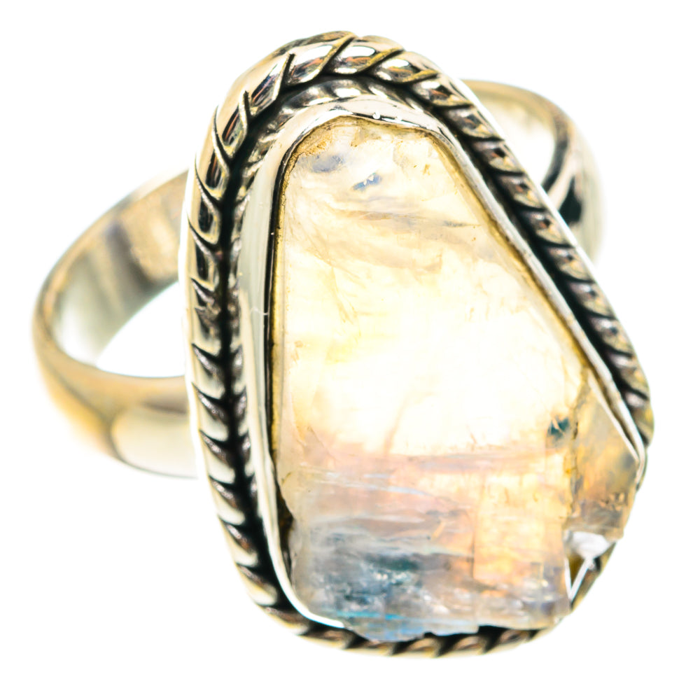 Rainbow Moonstone Rings handcrafted by Anasilvercos - RING75526