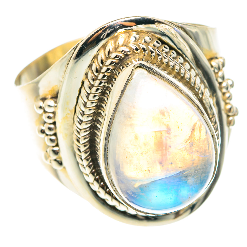 Rainbow Moonstone Rings handcrafted by Anasilvercos - RING75527