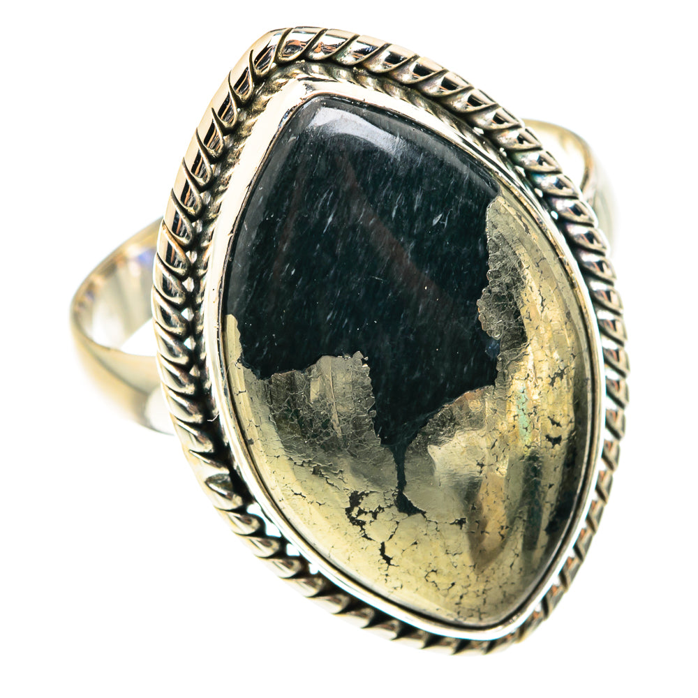 Pyrite In Black Onyx Rings handcrafted by Anasilvercos - RING75553
