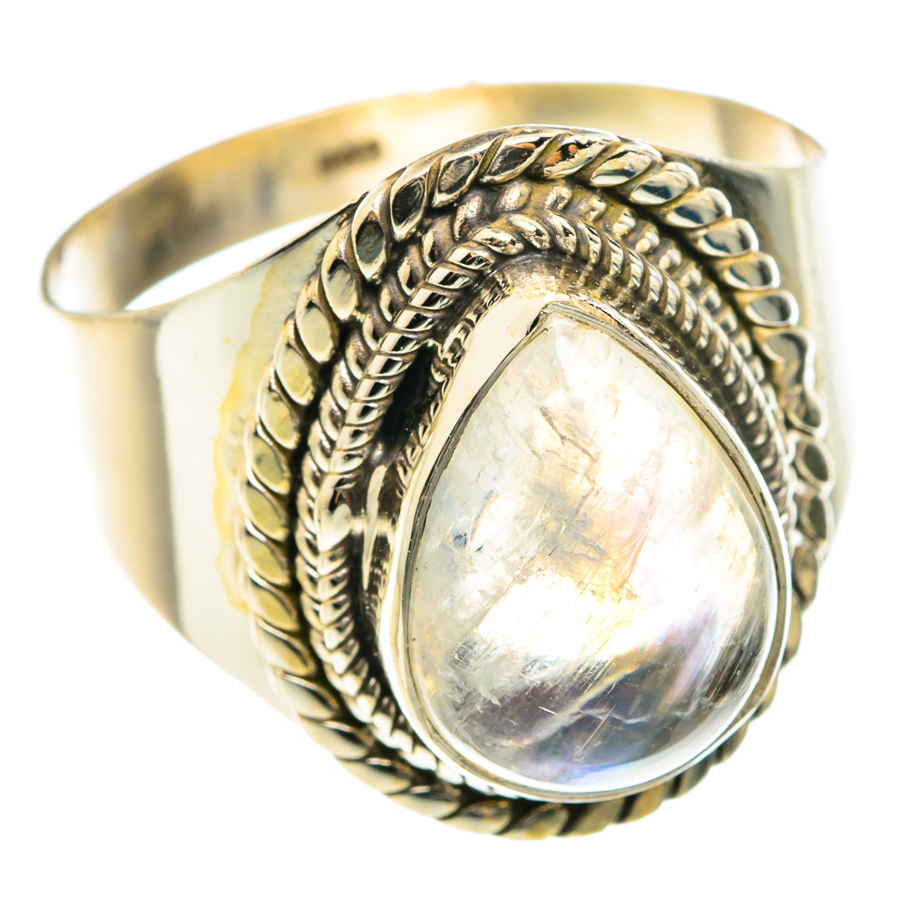 Rainbow Moonstone Rings handcrafted by Anasilvercos - RING75555