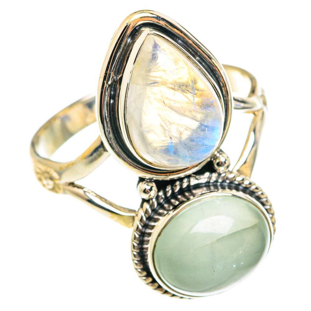 Rainbow Moonstone Rings handcrafted by Anasilvercos - RING75592