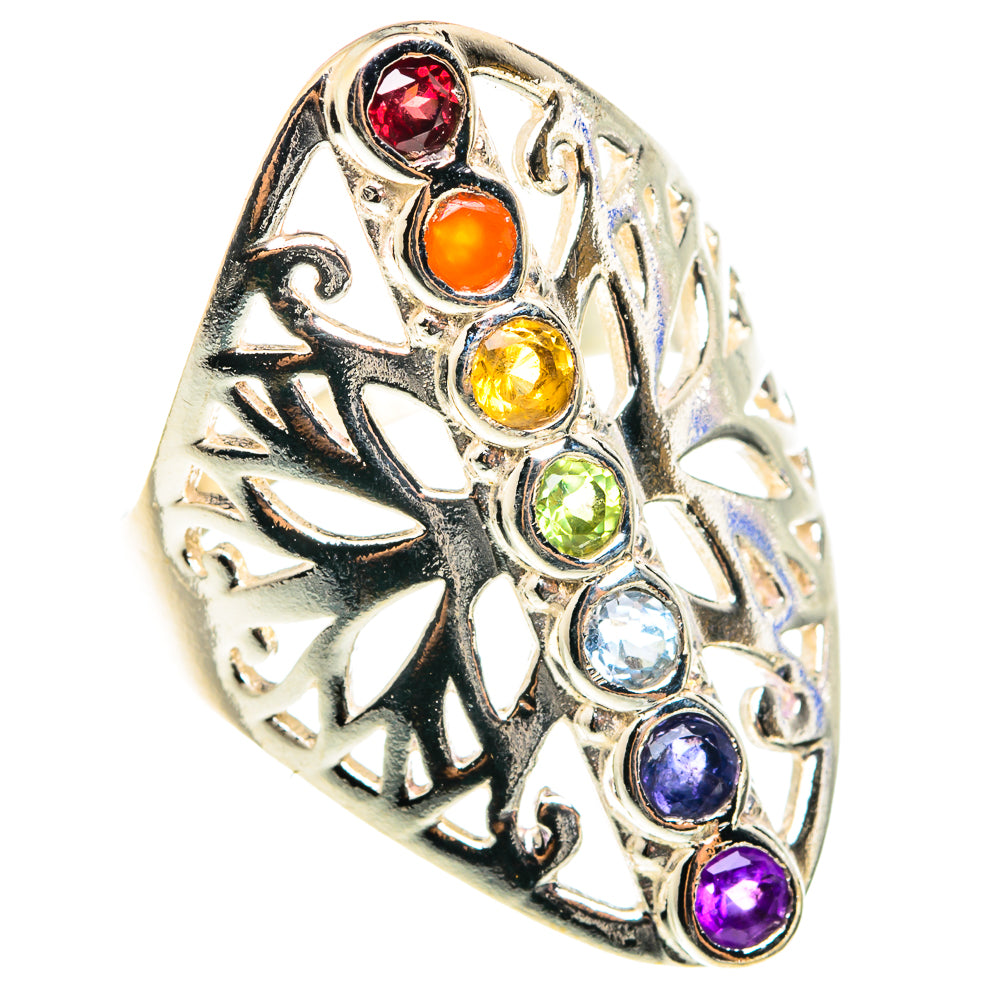 Multi-Stone Chakra Rings handcrafted by Anasilvercos - RING75604