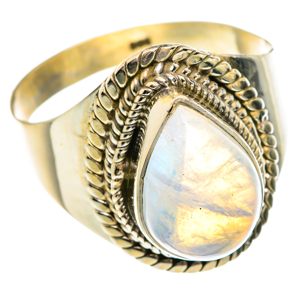 Rainbow Moonstone Rings handcrafted by Anasilvercos - RING75646