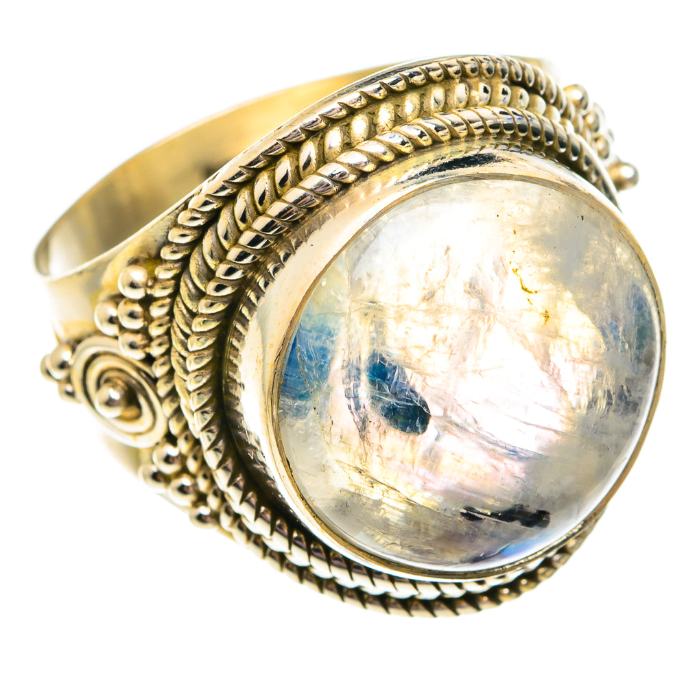 Rainbow Moonstone Rings handcrafted by Anasilvercos - RING75648