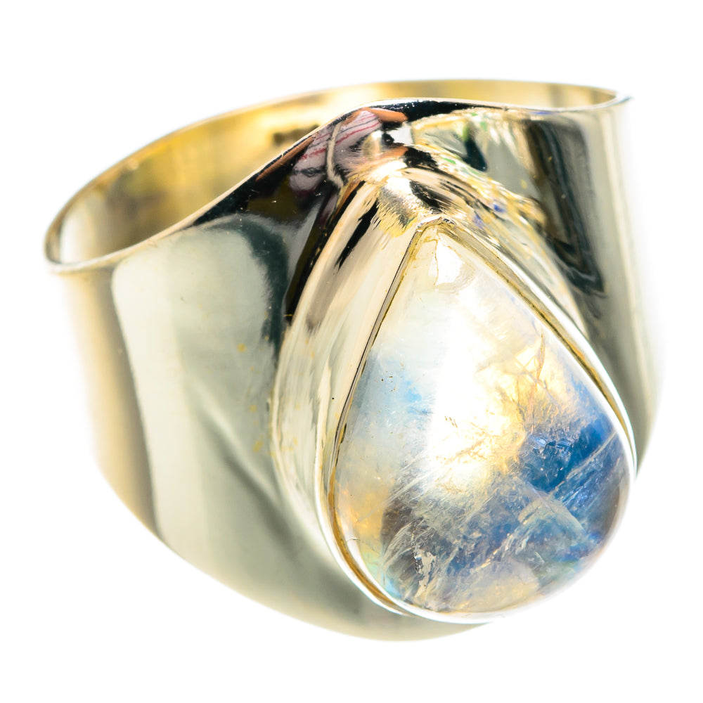 Rainbow Moonstone Rings handcrafted by Anasilvercos - RING75671