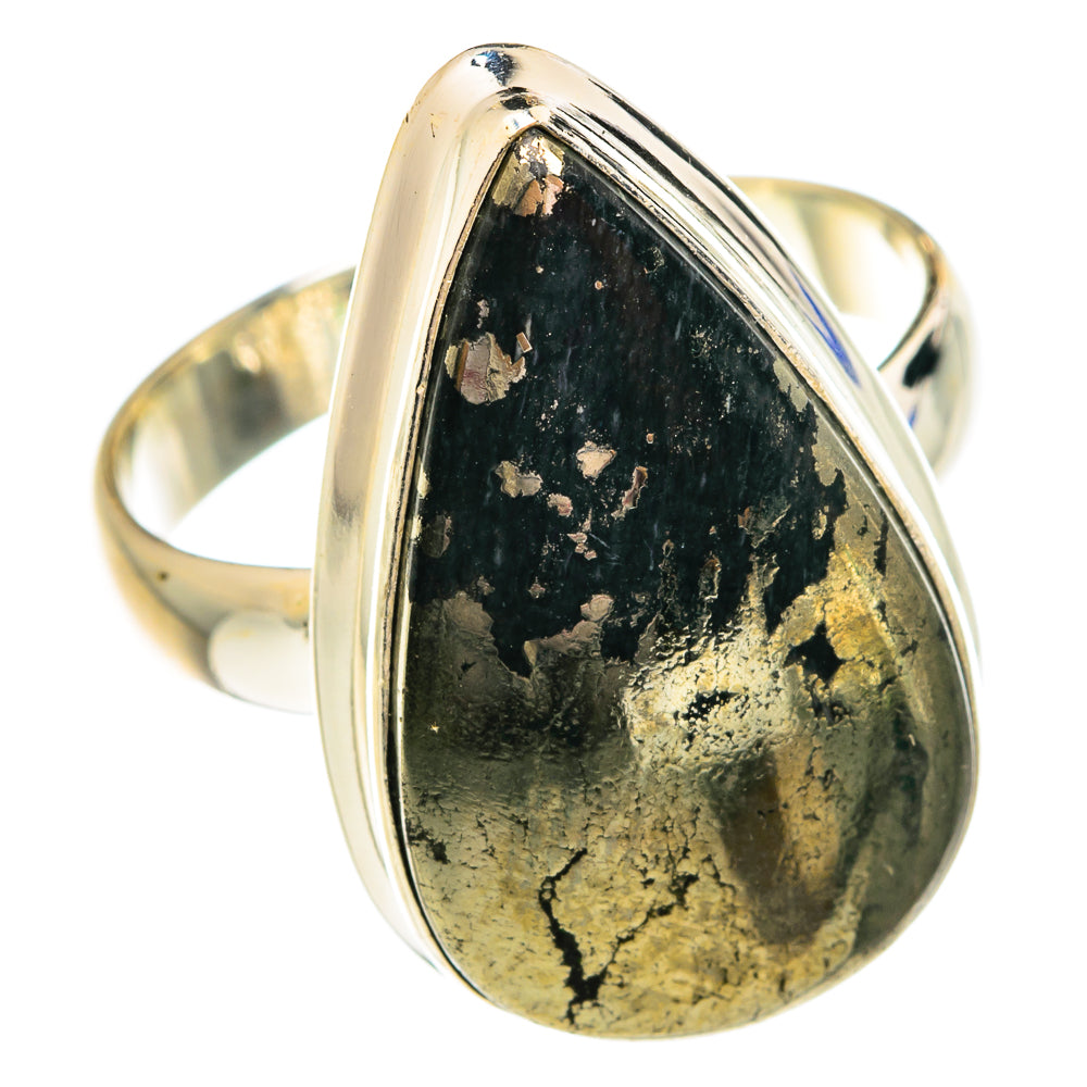 Pyrite In Black Onyx Rings handcrafted by Anasilvercos - RING75695