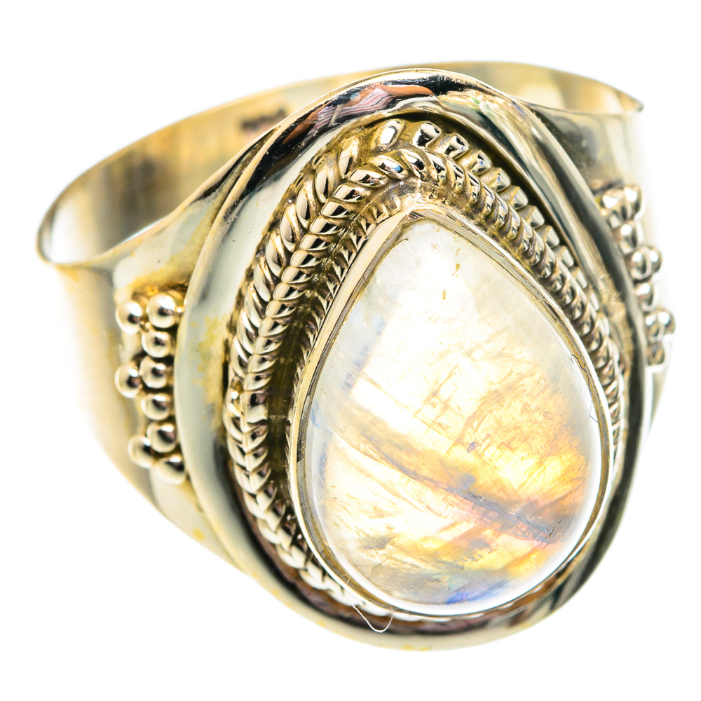 Rainbow Moonstone Rings handcrafted by Anasilvercos - RING75698