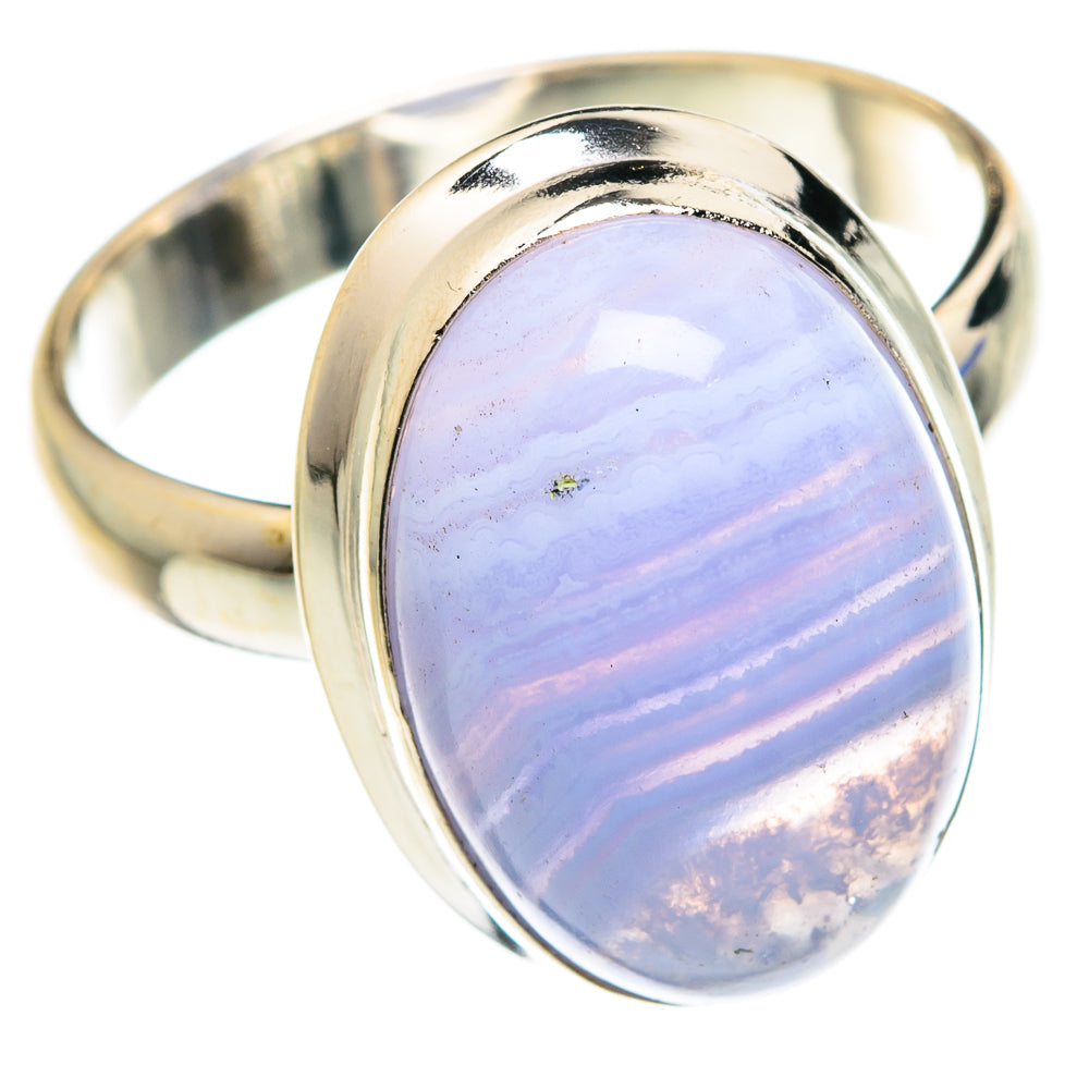 Blue Lace Agate Rings handcrafted by Anasilvercos - RING75699
