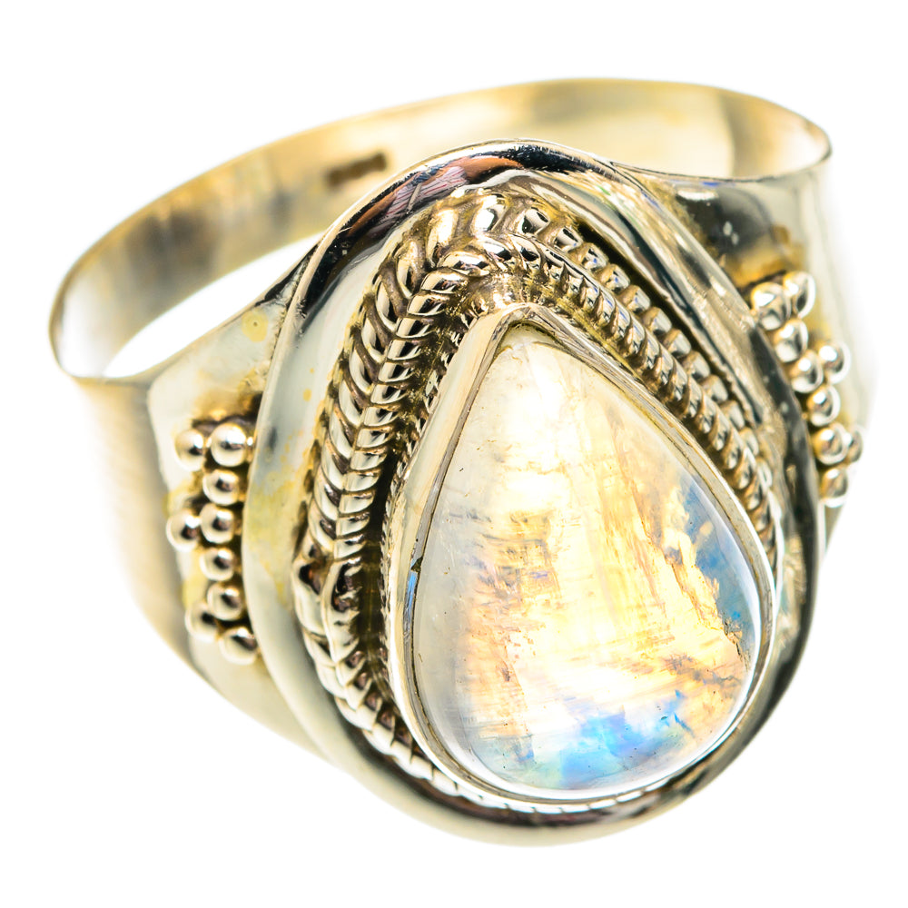 Rainbow Moonstone Rings handcrafted by Anasilvercos - RING75723