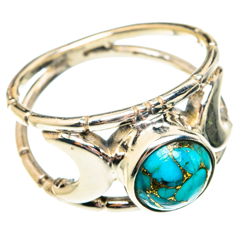 Blue Copper Composite Turquoise Rings handcrafted by Anasilvercos - RING75726
