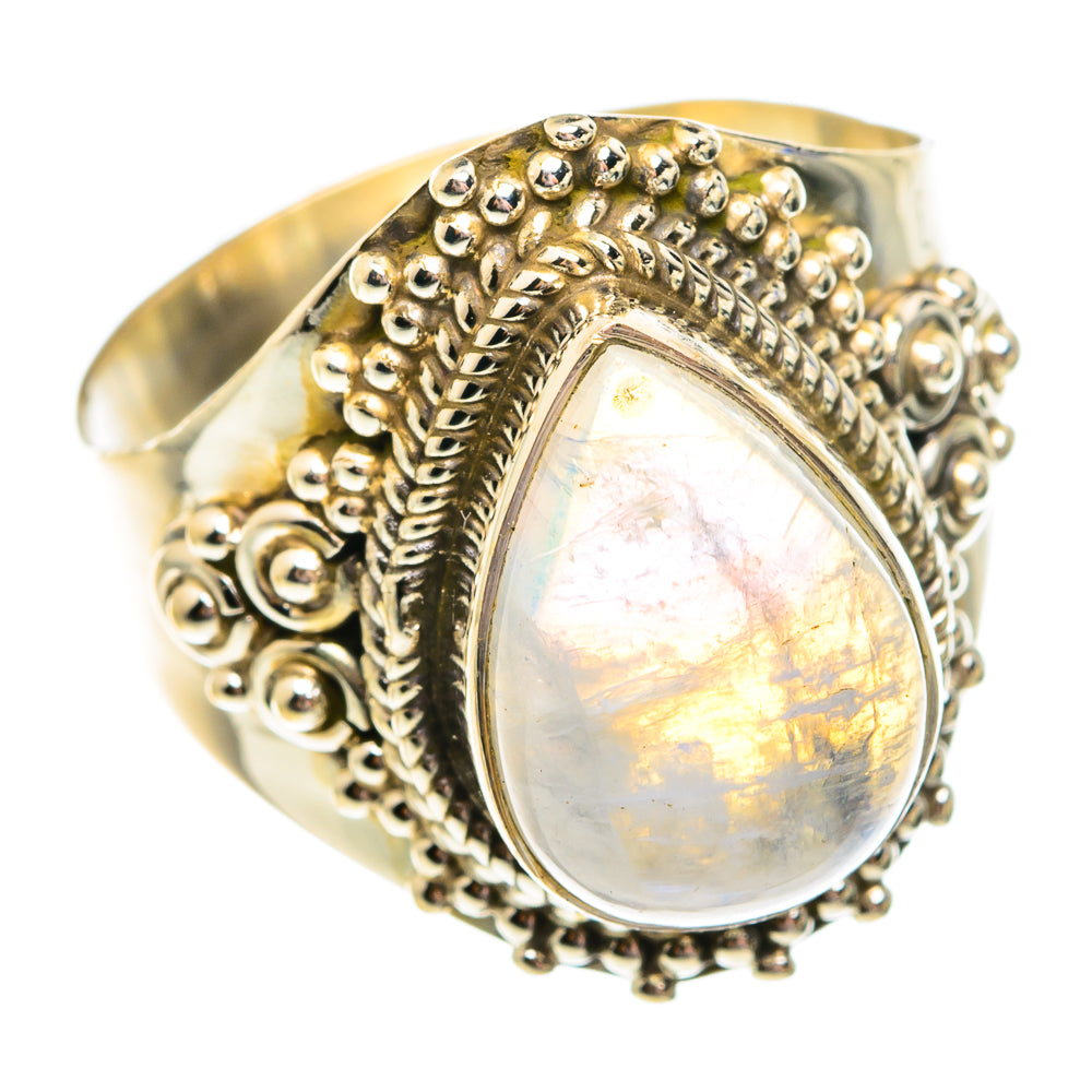 Rainbow Moonstone Rings handcrafted by Anasilvercos - RING75744