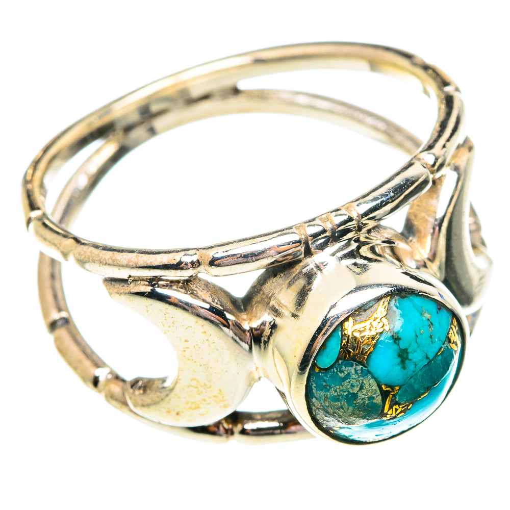 Blue Copper Composite Turquoise Rings handcrafted by Anasilvercos - RING75751