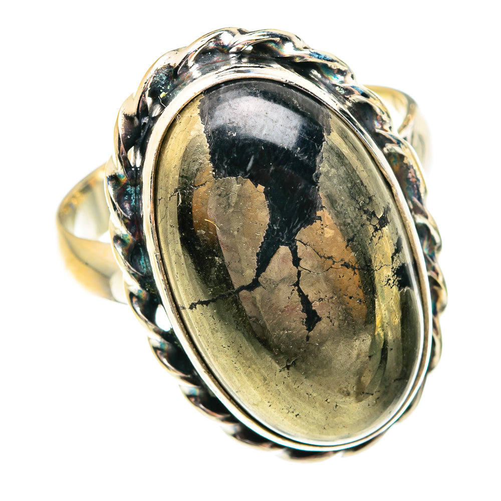 Pyrite In Black Onyx Rings handcrafted by Anasilvercos - RING75763
