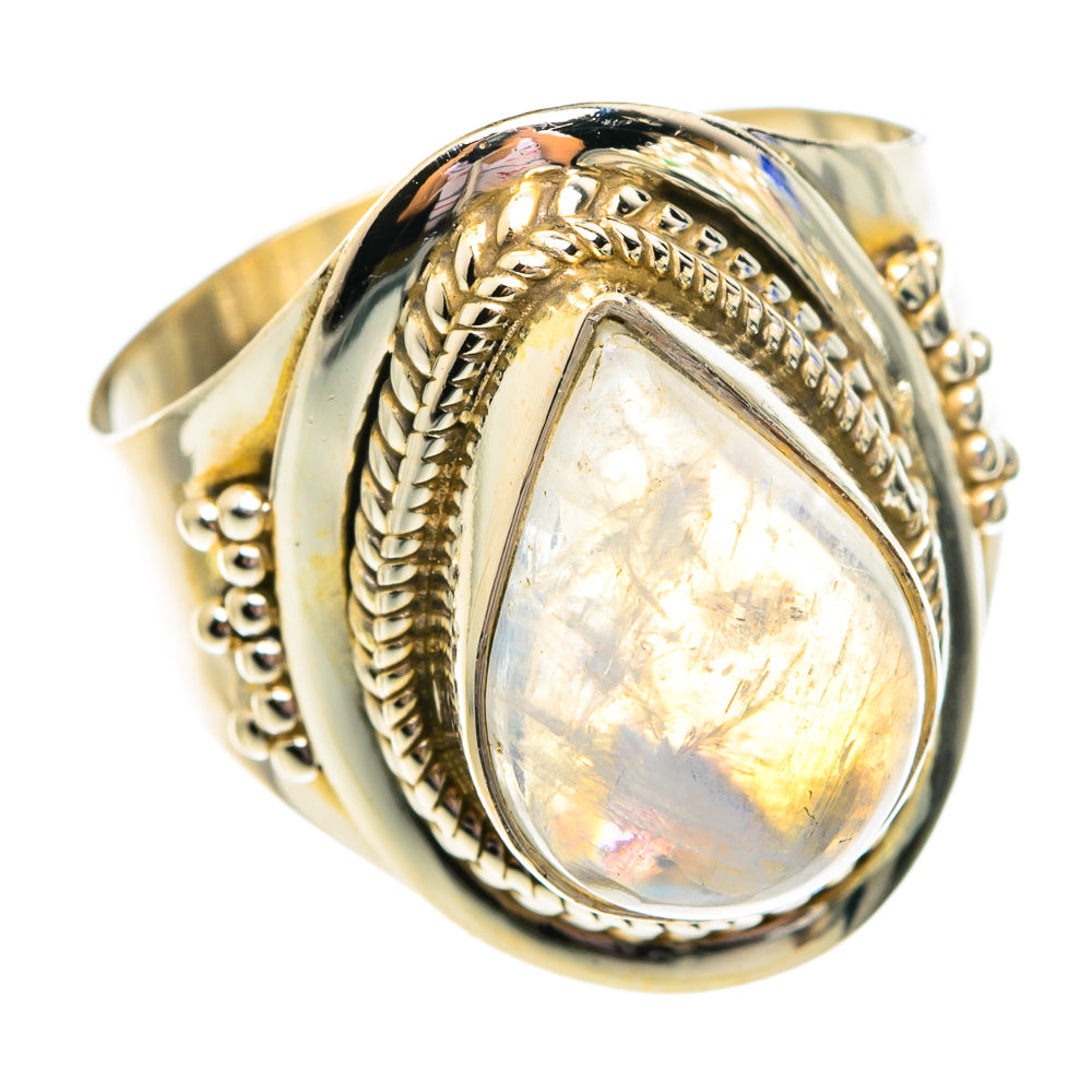 Rainbow Moonstone Rings handcrafted by Anasilvercos - RING75765