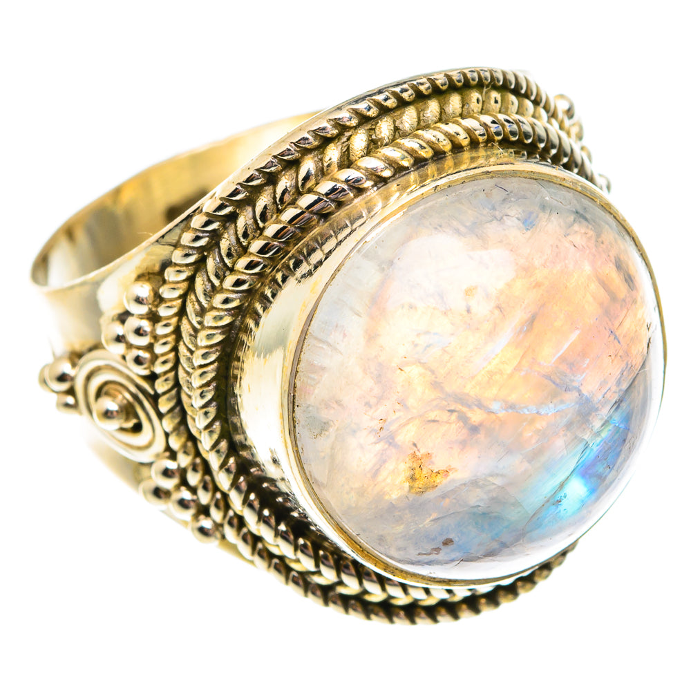 Rainbow Moonstone Rings handcrafted by Anasilvercos - RING75767