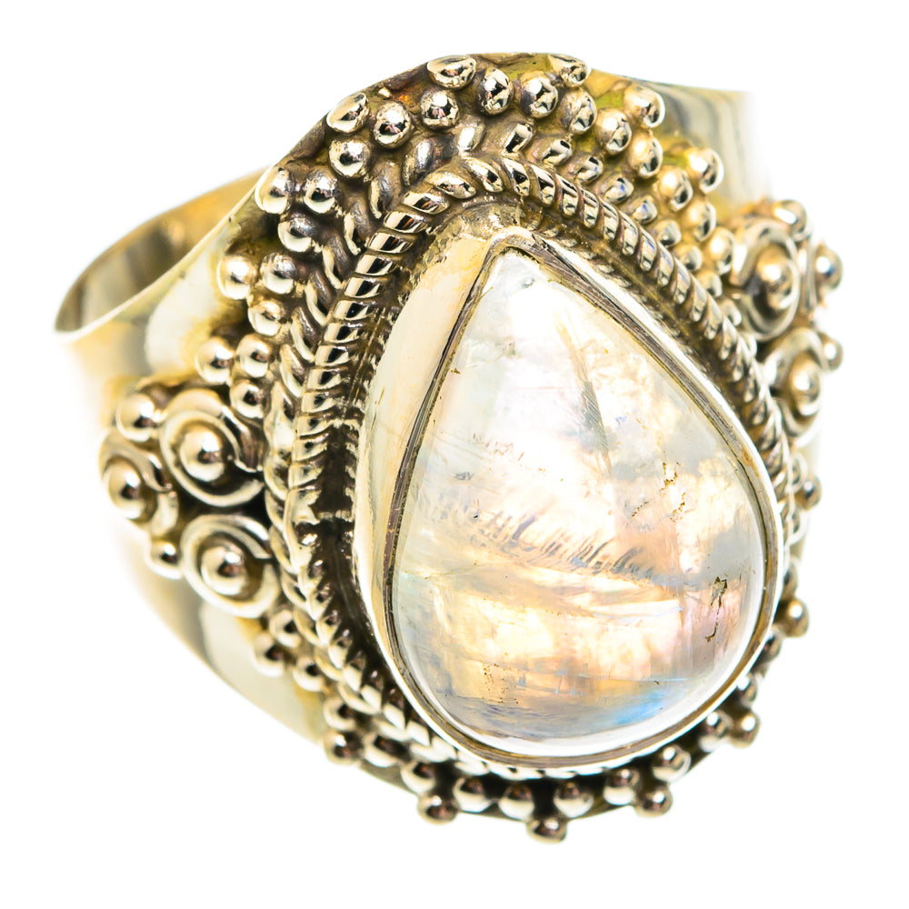Rainbow Moonstone Rings handcrafted by Anasilvercos - RING75790