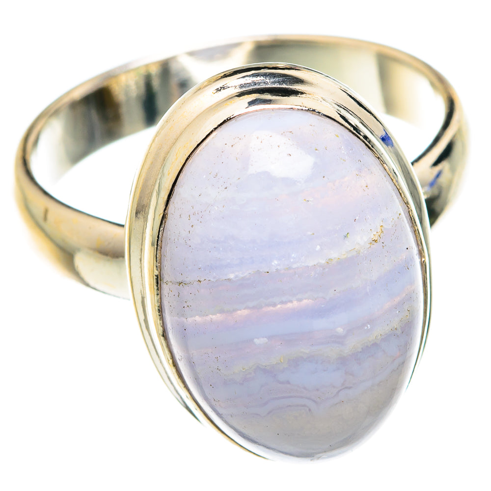 Blue Lace Agate Rings handcrafted by Anasilvercos - RING75791