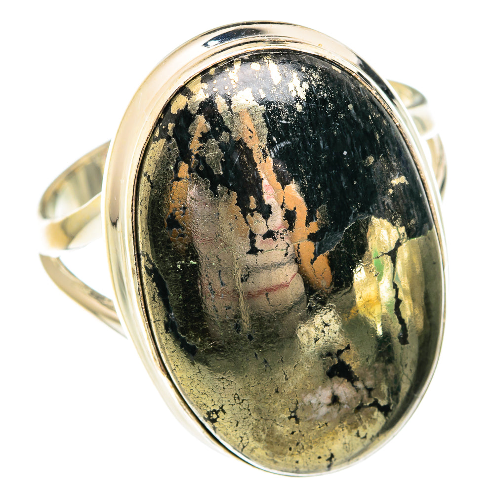 Pyrite In Black Onyx Rings handcrafted by Anasilvercos - RING75808