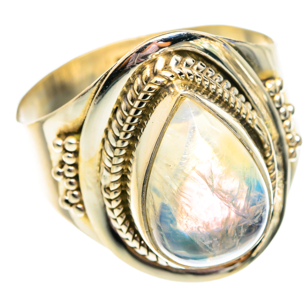 Rainbow Moonstone Rings handcrafted by Anasilvercos - RING75812