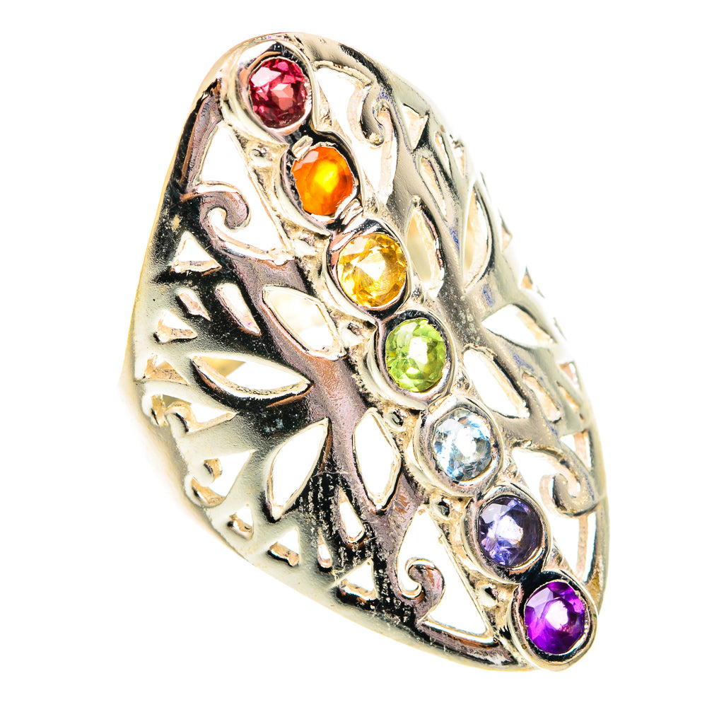 Multi-Stone Chakra Rings handcrafted by Anasilvercos - RING75920