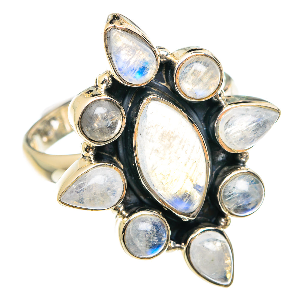 Rainbow Moonstone Rings handcrafted by Anasilvercos - RING75944