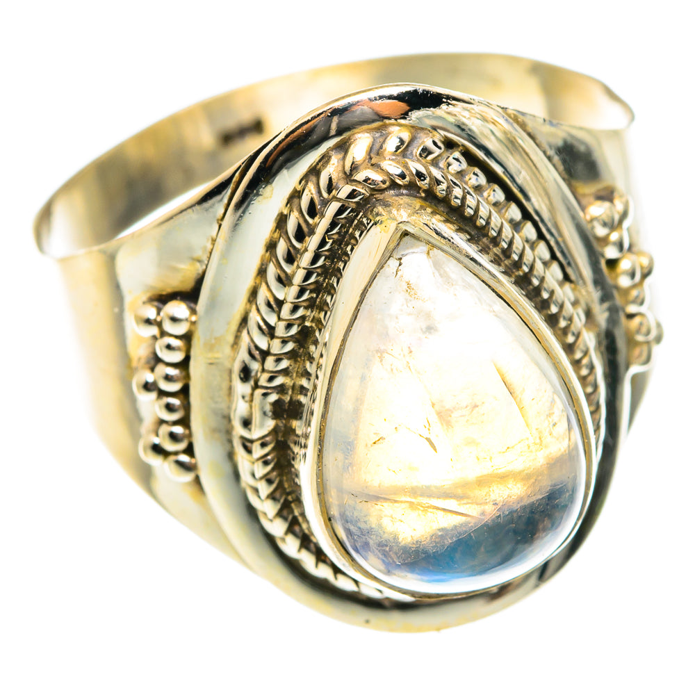 Rainbow Moonstone Rings handcrafted by Anasilvercos - RING75994