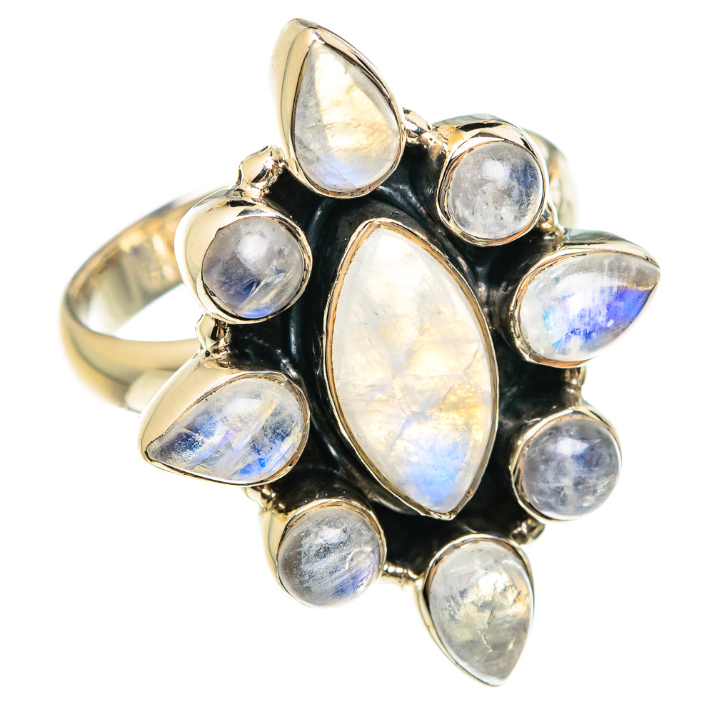 Rainbow Moonstone Rings handcrafted by Anasilvercos - RING75995