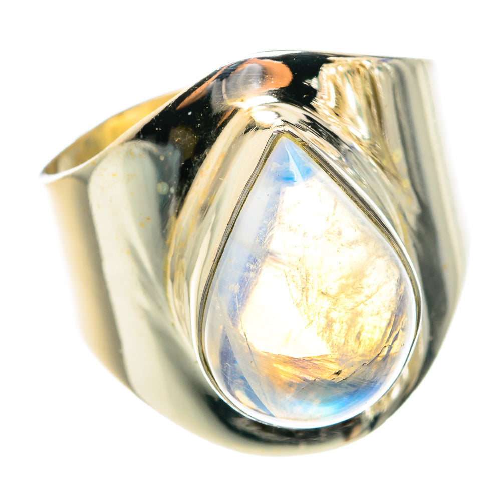 Rainbow Moonstone Rings handcrafted by Anasilvercos - RING76022