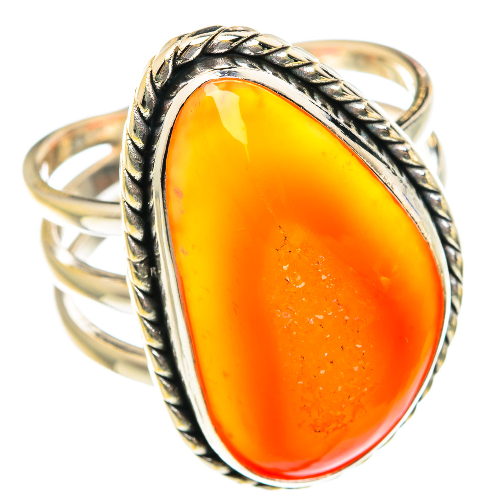 Orange Botswana Agate Rings handcrafted by Anasilvercos - RING76034