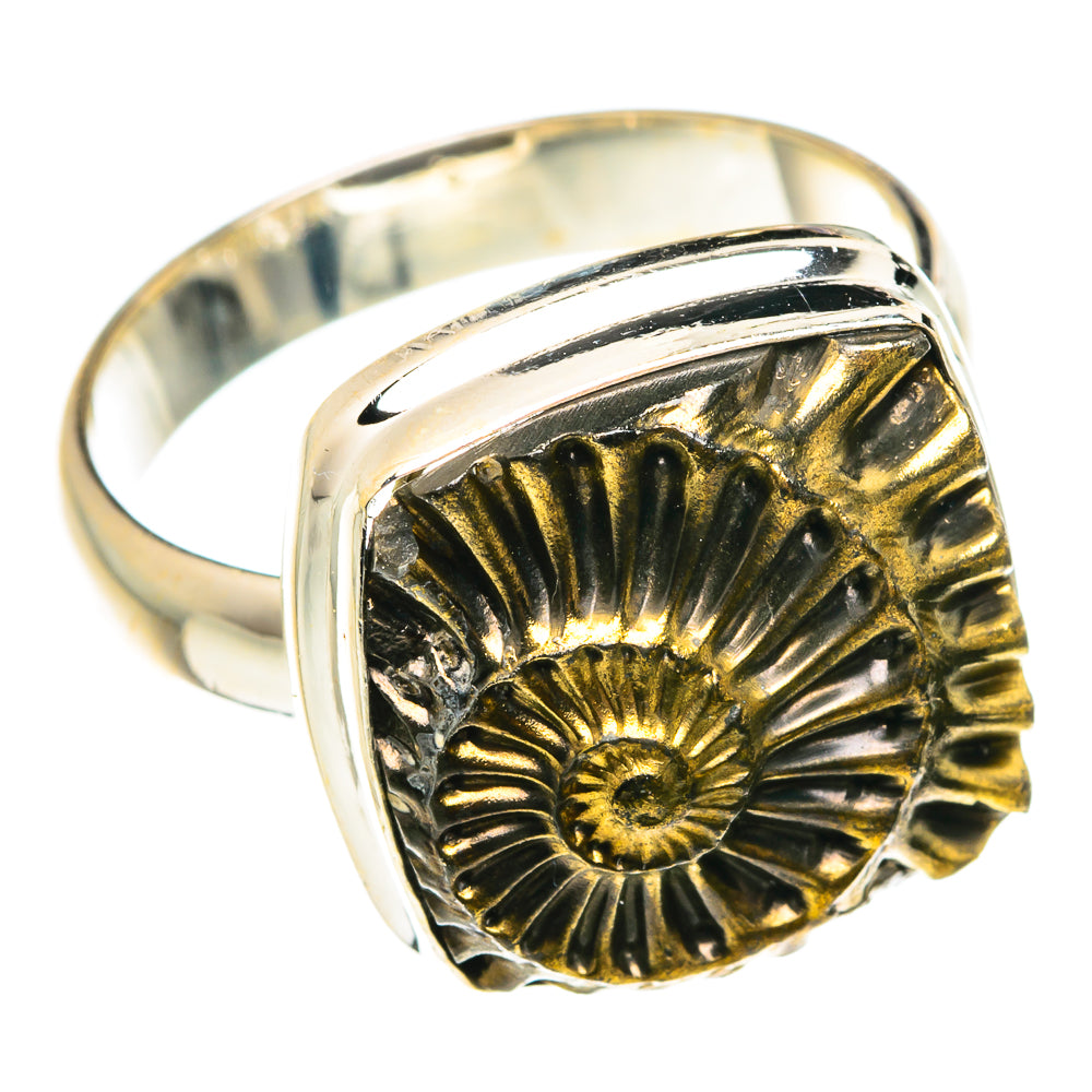 Pyrite Fossil Rings handcrafted by Anasilvercos - RING76045